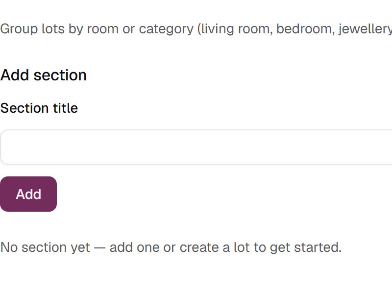 Entering a section title on an inventory that is still empty