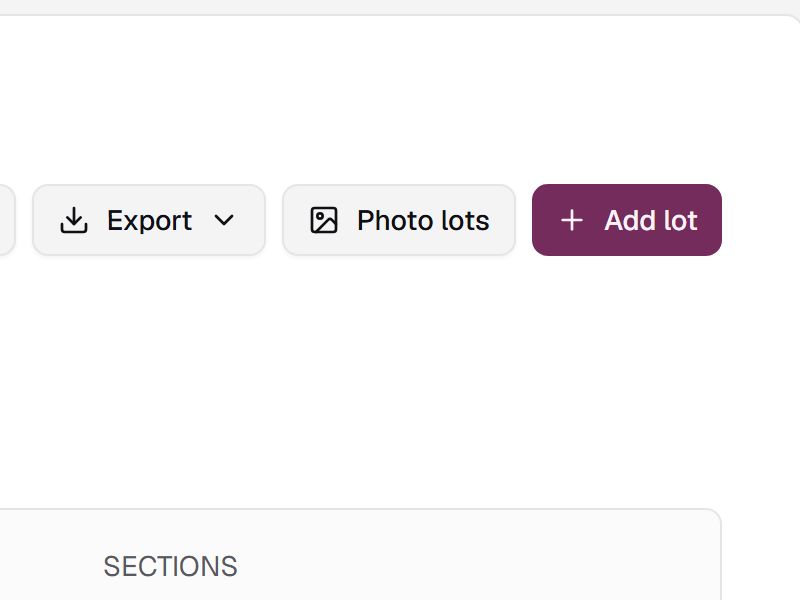 Choosing Photo lots on the inventory page