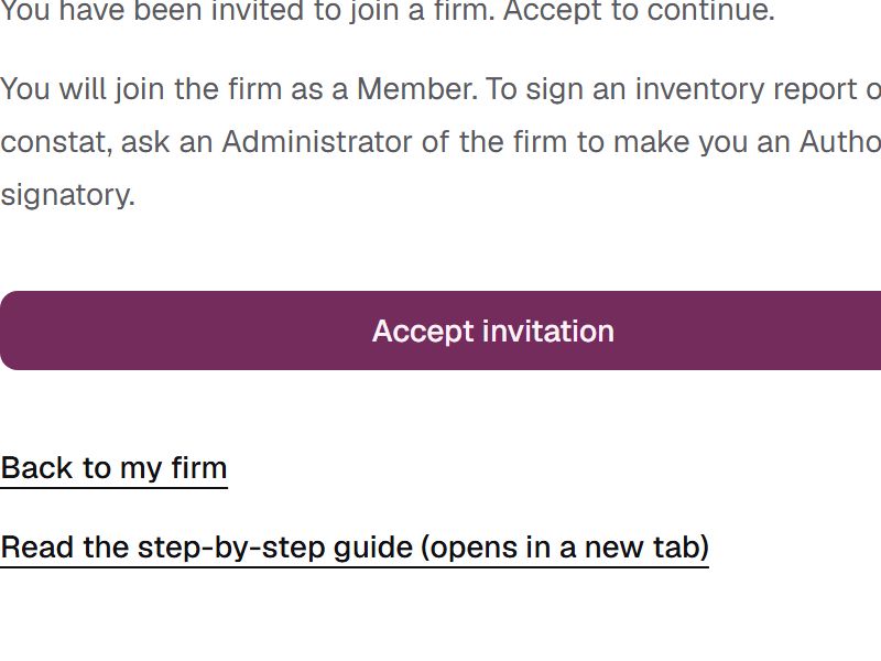 Choosing Accept invitation on the invitation page, which states the Member role