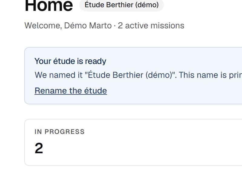Choosing Rename the étude in the welcome banner on the Home page
