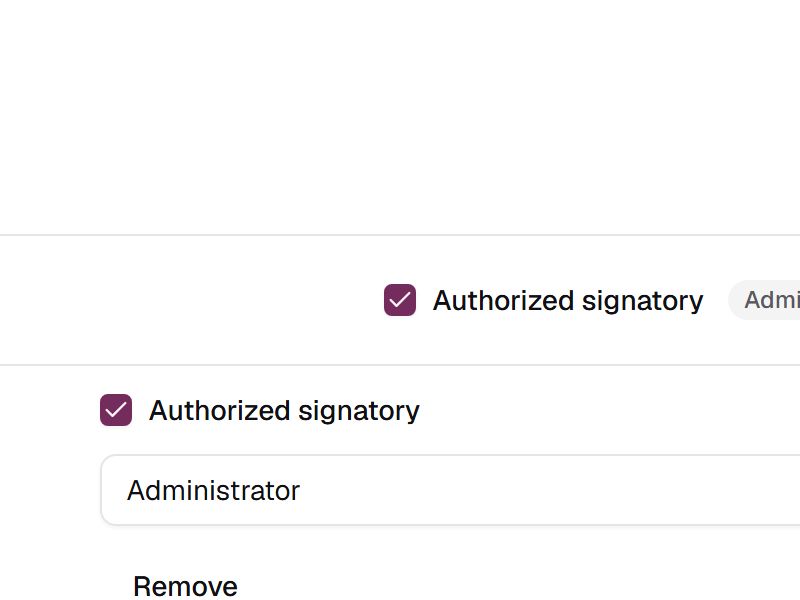 Ticking Authorized signatory on a member's row