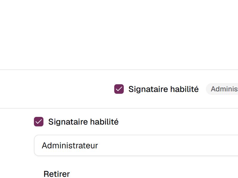 Cocher Signataire habilité sur la ligne d'un membre