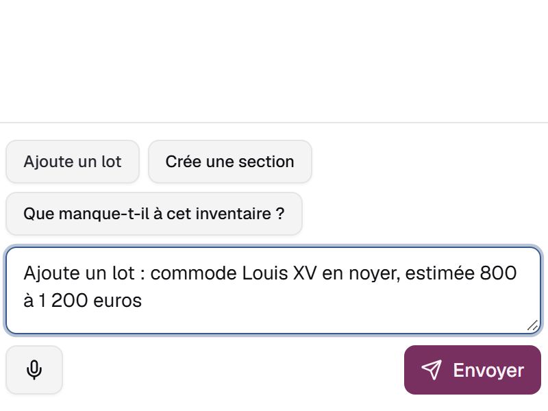 Compléter la demande Ajoute un lot dans l'assistant, avant de l'envoyer