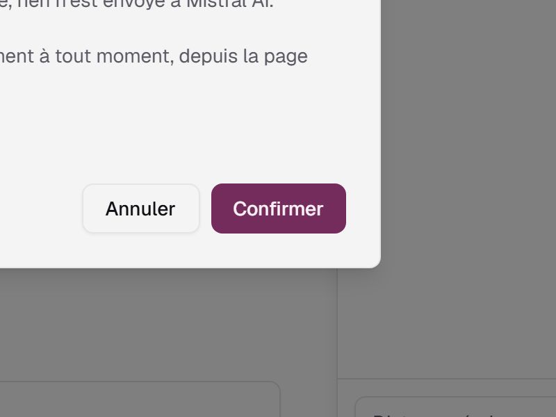 Choisir Confirmer sur l'écran Utiliser l'assistance IA ?